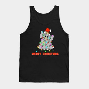 Christmas Shirt With Elephant And Christmas Lights Tank Top